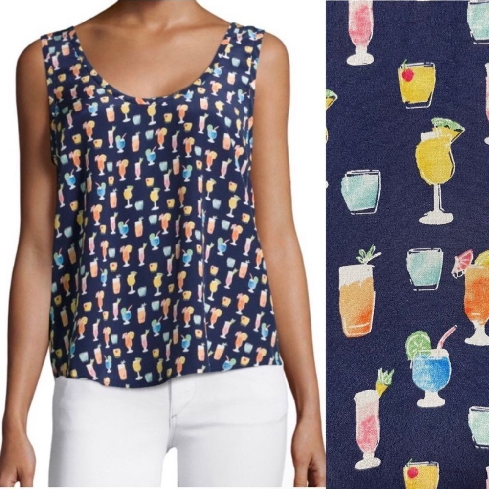 JOIE Loyte Silk Cocktails Drinks Novelty Tank Top Blouse XS